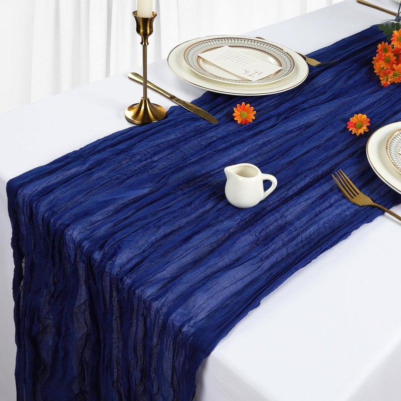 Levesica 3 Pack Royal Blue Cheesecloth Table Runner 10Ft Gauze Cheese Cloth Table Runner 35x120 Inch - Image 4