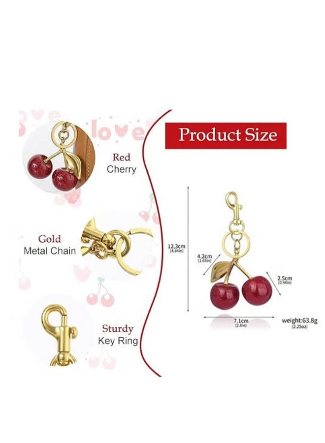 واي جيه سحر حقيبة الكرز، سحر الحقيبة، سلسلة مفاتيح - ملحقات السيارة الكرز، ملحق حقيبة، هدايا لسيدات، حقائب، حقائب يد، محافظ، حقائب ظهر - Image 3