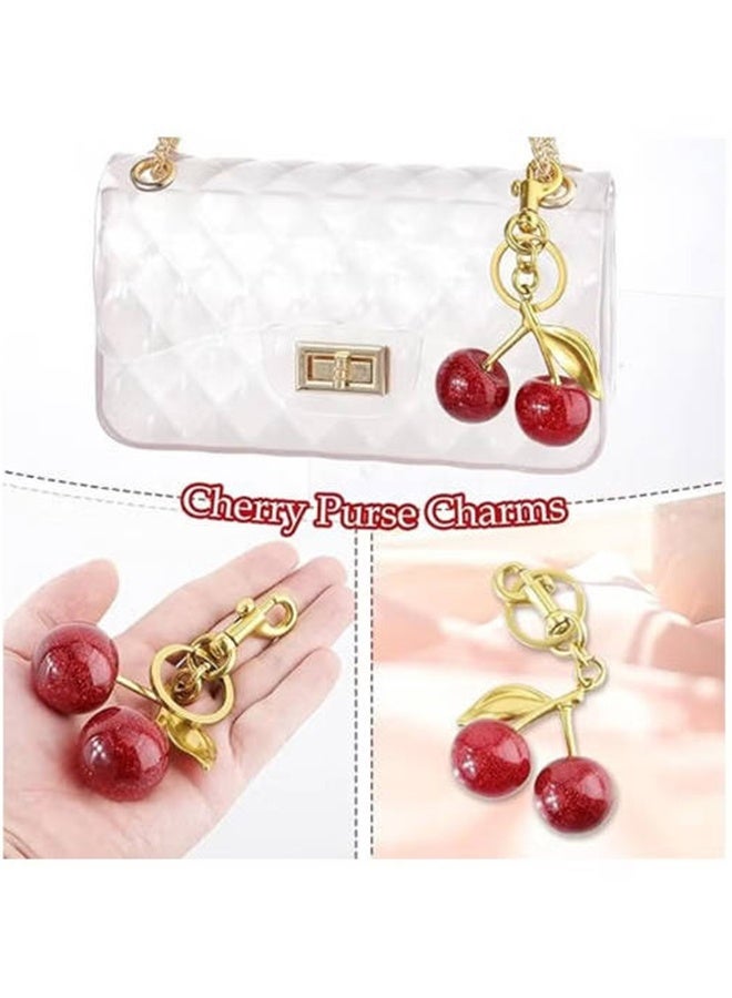 واي جيه سحر حقيبة الكرز، سحر الحقيبة، سلسلة مفاتيح - ملحقات السيارة الكرز، ملحق حقيبة، هدايا لسيدات، حقائب، حقائب يد، محافظ، حقائب ظهر - Image 2