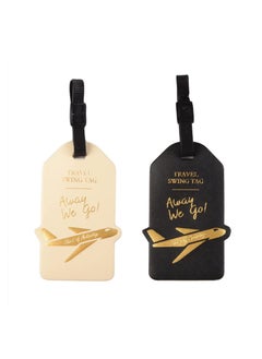 KASTWAVE 2 Pack Luggage Tags for Suitcases, Suitcase Tags Identifiers PU Leather Name ID Labels with Privacy Cover for Travel Women Men School (Black, White)  - Image 1
