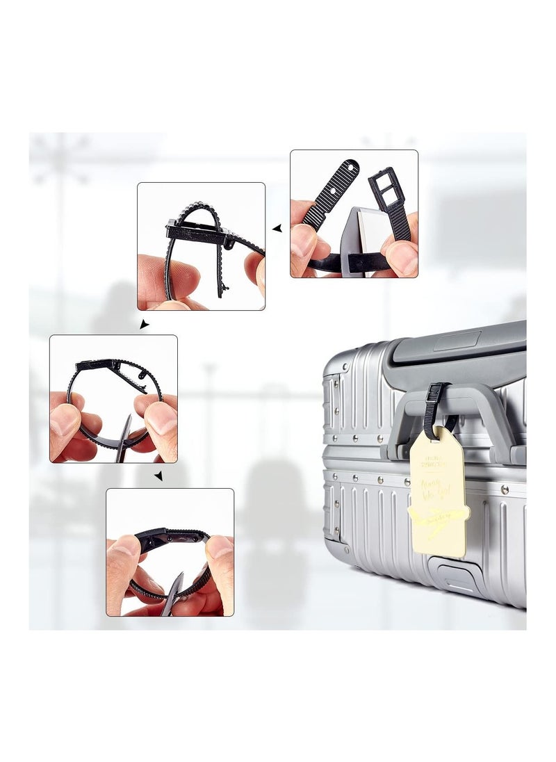 KASTWAVE 2 Pack Luggage Tags for Suitcases, Suitcase Tags Identifiers PU Leather Name ID Labels with Privacy Cover for Travel Women Men School (Black, White)  - Image 5