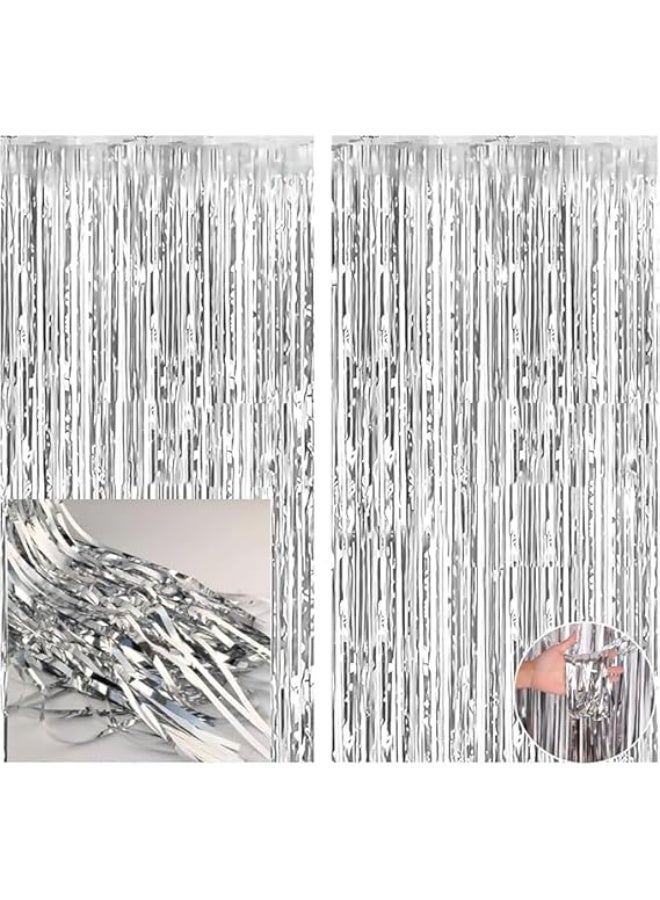 Decorative Curtains for Birthday, Wedding, Engagement, Baby Shower, Bridal Shower, (Silver) - Image 1
