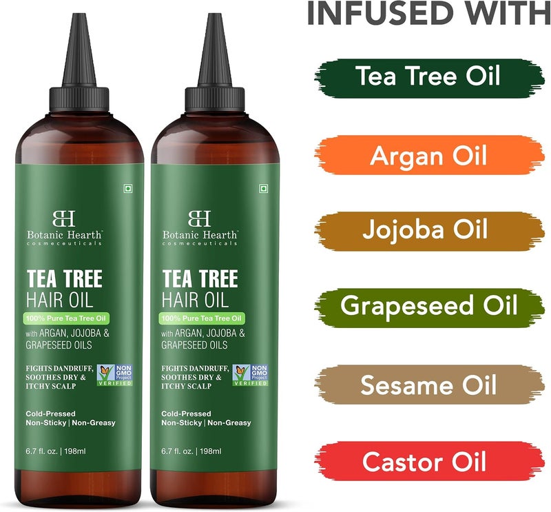Botanic Hearth Tea Tree Oil for Hair | With Jojoba & Grapeseed Oils | Soothes Itchy Scalp & Fights Dandruff | Non GMO Verified | 6.7 fl oz, Pack of 2 - Image 3