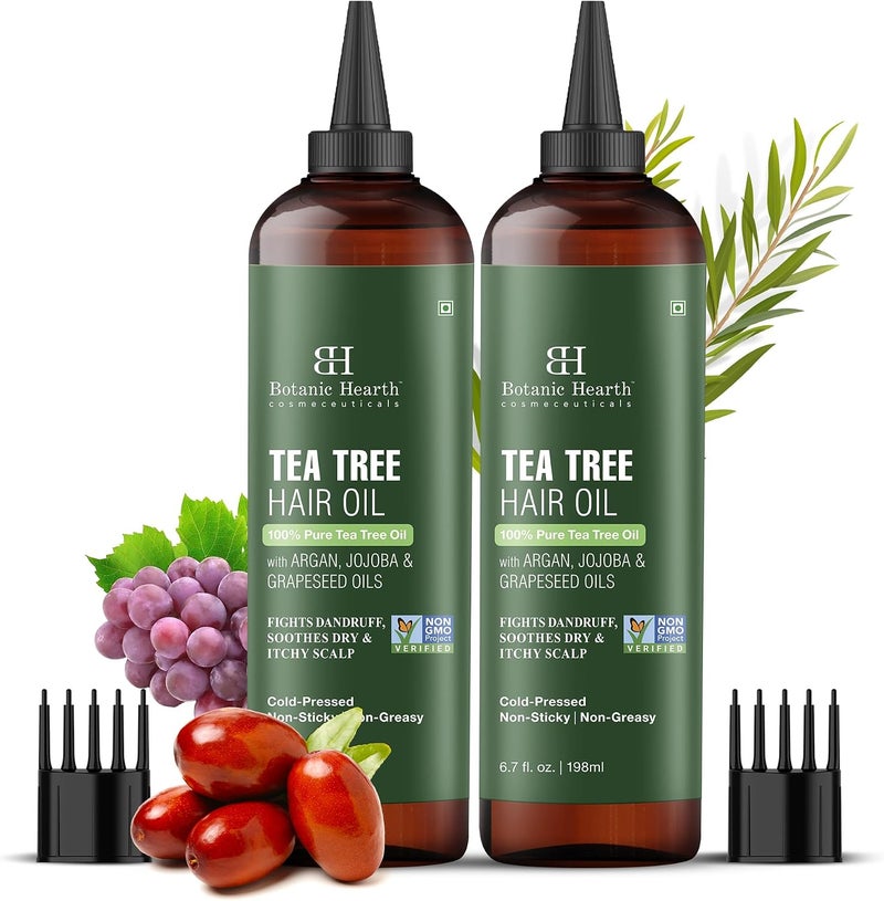 Botanic Hearth Tea Tree Oil for Hair | With Jojoba & Grapeseed Oils | Soothes Itchy Scalp & Fights Dandruff | Non GMO Verified | 6.7 fl oz, Pack of 2 - Image 1