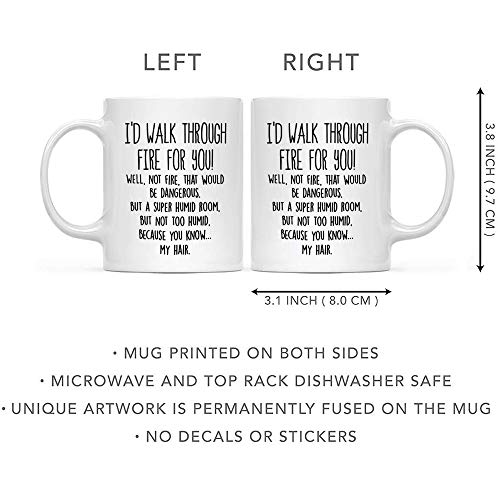 DQG CVT Best Friend Mug - I'd Walk Through Fire For You Funny Coffee Mug - Unique Family Mugs - Cool Birthday Christmas Gifts Idea For Men, Women, friends, and Coworkers - Novelty Tea Cup 11oz - Image 2