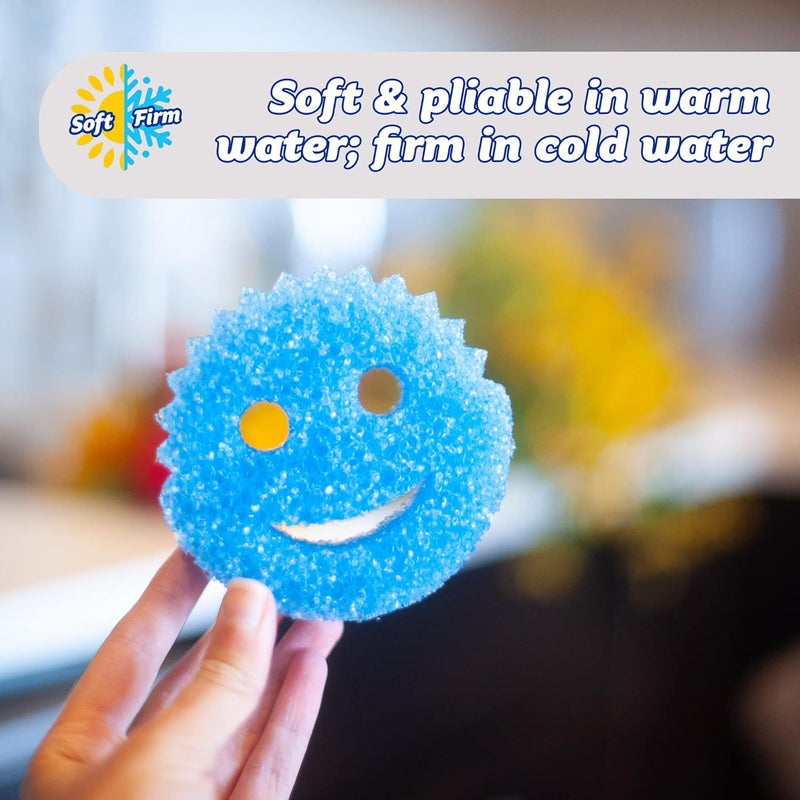 Scrub Daddy Colors, Blue Scrubber, Cleaning Sponges for Washing Up, Dish & Kitchen Sponge, Non Scratch Scrubbing, with FlexTexture Firm & Soft Design, Dishwashing Safe, Twin Pack - Image 2