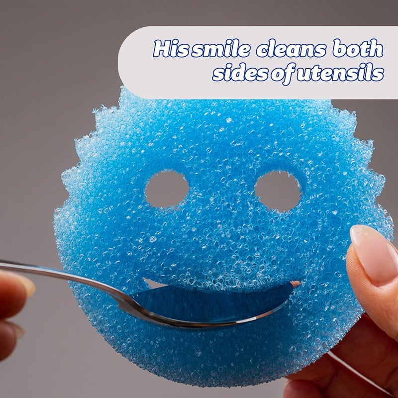 Scrub Daddy Colors, Blue Scrubber, Cleaning Sponges for Washing Up, Dish & Kitchen Sponge, Non Scratch Scrubbing, with FlexTexture Firm & Soft Design, Dishwashing Safe, Twin Pack - Image 3