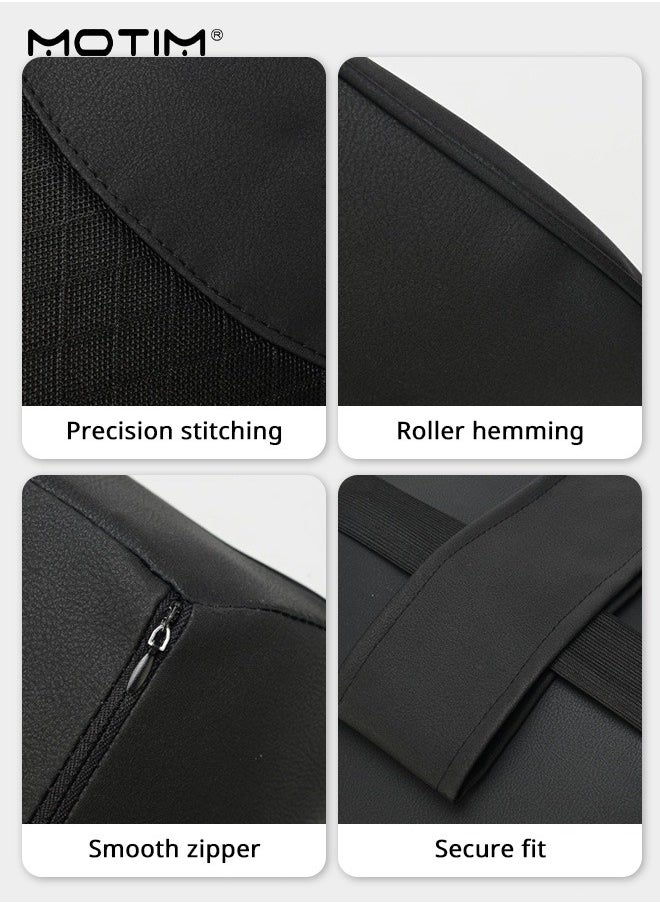 Motim - Car Leather Back Cushion Lumbar Support and Car Seat Headrest Neck Pillow Kit, 100% Pure Memory Foam Car Neck Lumbar Support Relieve, Ergonomic Seat Cushion for Lower Back Support Cervical Headrest with Adjustable Strap - Image 1