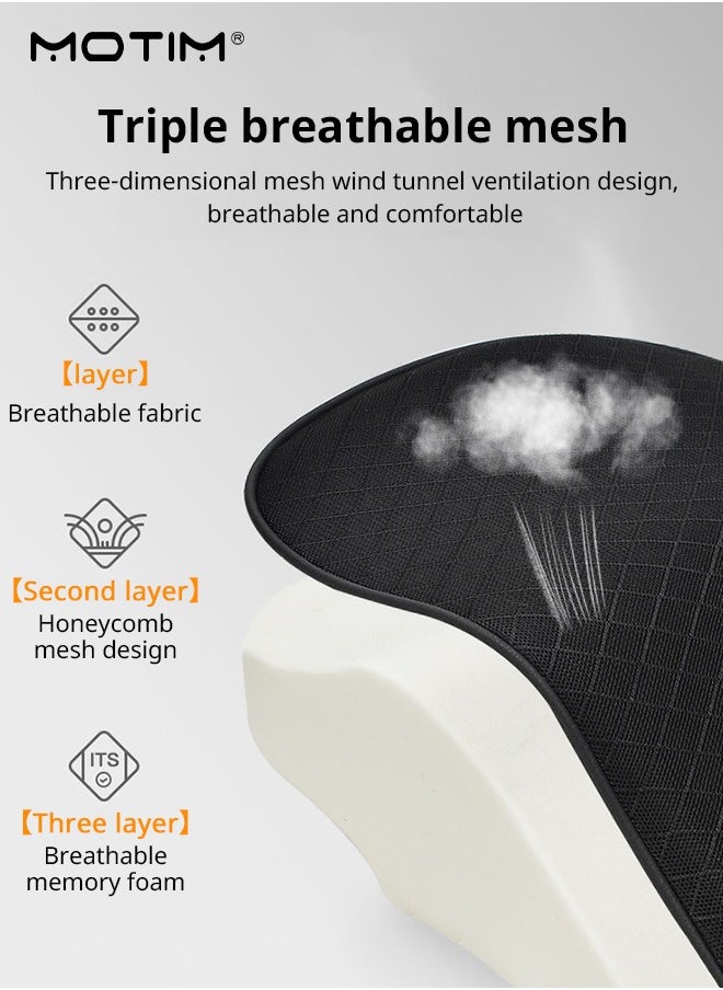 Motim - Car Leather Back Cushion Lumbar Support and Car Seat Headrest Neck Pillow Kit, 100% Pure Memory Foam Car Neck Lumbar Support Relieve, Ergonomic Seat Cushion for Lower Back Support Cervical Headrest with Adjustable Strap - Image 1