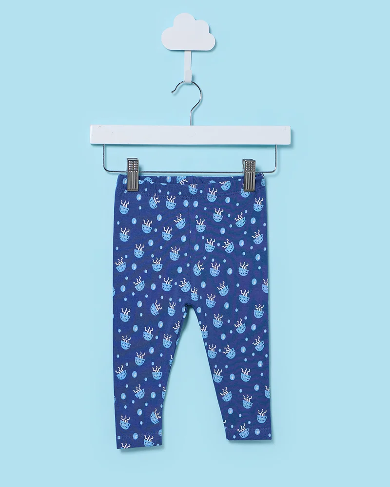 REDTAG Infant Girls Navy Printed Leggings