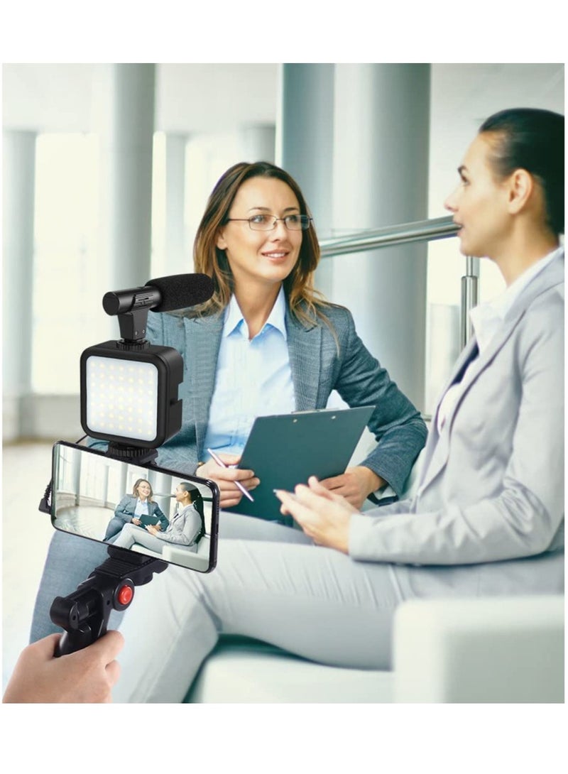 Smartphone & Camera Vlogging Studio Kits Video Shooting Photography Suit with Microphone LED Fill Light Mini Tripod - Image 3