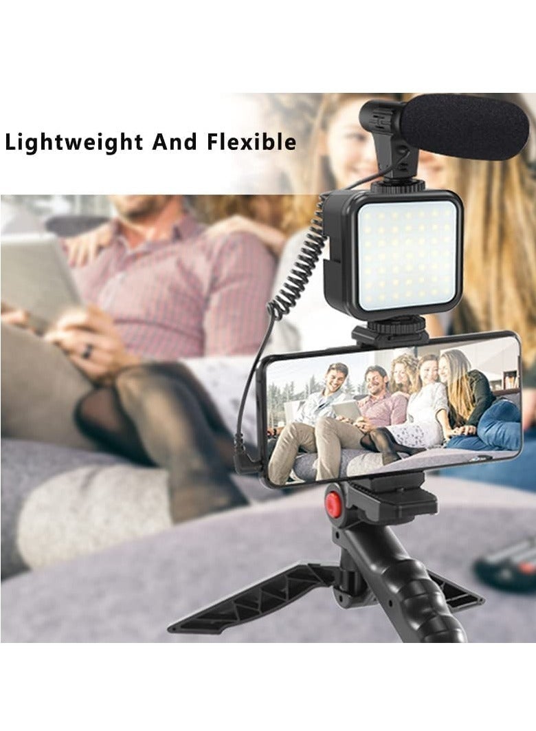 Smartphone & Camera Vlogging Studio Kits Video Shooting Photography Suit with Microphone LED Fill Light Mini Tripod - Image 4