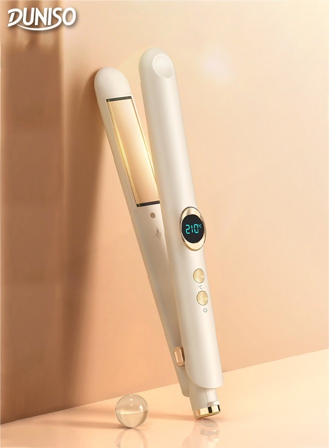 DUNISO Ceramic Hair Straightener 2 in 1 Hair Straighteners and Curlers with Advanced Ceramic Coating 3D Floating Heating Panel Ceramic Ionic Straightening Iron Quick Heat Up 12 Speed Temperature Control with LCD Display for Curl, Wave, Straighten Hair - Image 1