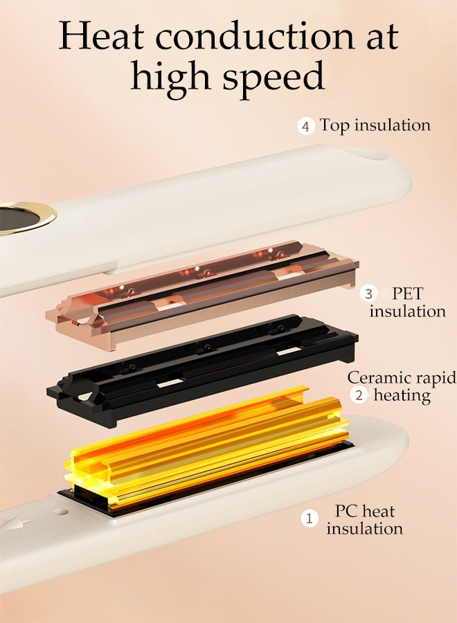 DUNISO Ceramic Hair Straightener 2 in 1 Hair Straighteners and Curlers with Advanced Ceramic Coating 3D Floating Heating Panel Ceramic Ionic Straightening Iron Quick Heat Up 12 Speed Temperature Control with LCD Display for Curl, Wave, Straighten Hair - Image 5