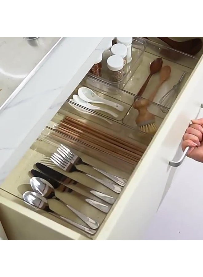 هومستر طقم 25 قطعة منظم درج قابل للتعديل - صناديق تخزين بلاستيكية موديولار للمطبخ ومنضدة المكياج والمكتب، فواصل وأقسام درج قابلة للتخصيص - Image 2