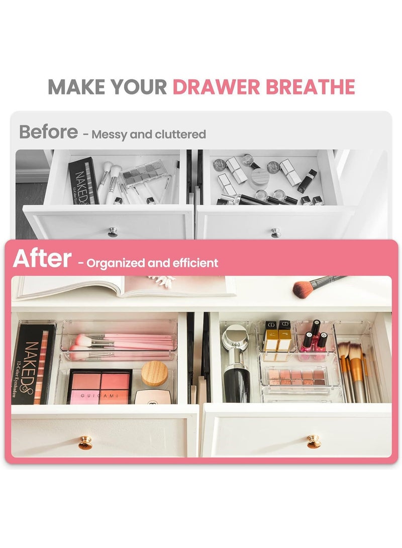 هومستر طقم 25 قطعة منظم درج قابل للتعديل - صناديق تخزين بلاستيكية موديولار للمطبخ ومنضدة المكياج والمكتب، فواصل وأقسام درج قابلة للتخصيص - Image 5