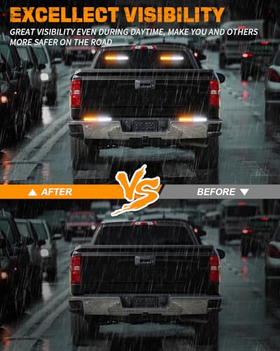 XRIDONSEN 2x 10.7 inch Emergency Strobe Lights 24 LED Amber White Warning Flashing Safety Dash Side Window Front/Rear Windshield Lights Traffic Advisor Bar for Tow/Plow Trucks Construction Vehicles - Image 2