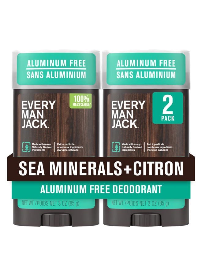 Every Man Jack Men's Sea Minerals + Citron Deodorant - Stay Fresh Safely with Aluminium Free Men's Deodorant - Odour Crushing, Long Lasting, Plant-Based, and No Harsh Chemicals - 89ml 2 Sticks - Image 1