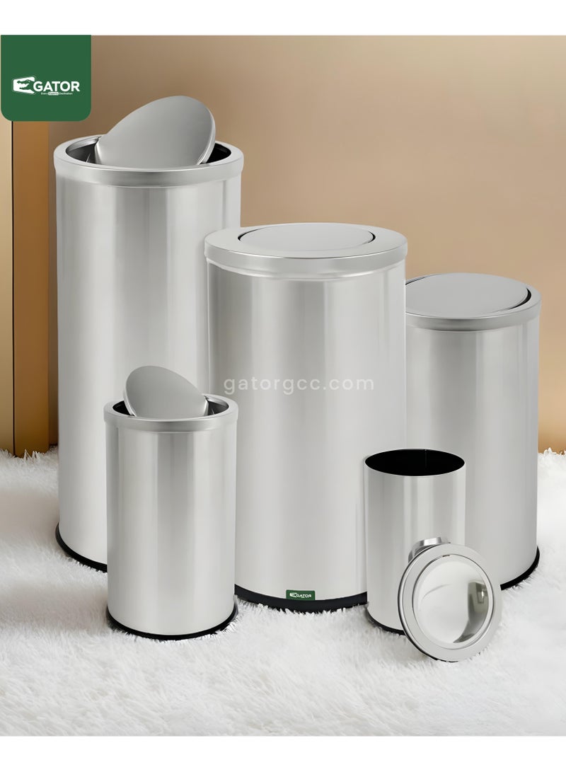 جاتور سلة مهملات جاطور من الفولاذ المقاوم للصدأ بغطاء تأرجح 50 لتر - Image 4