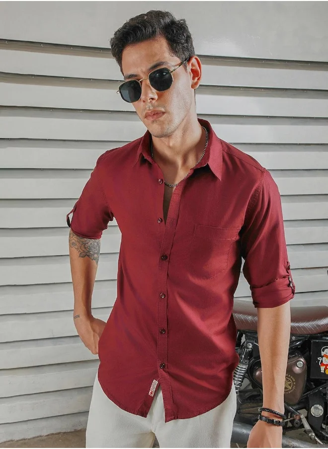 هاي ستار Men Wine Shirts