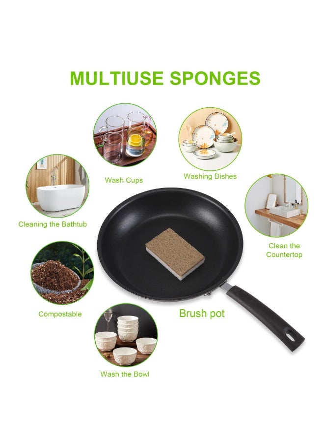 اسفنجات طبيعية للأطباق 12 حزمة - الحفاظ على الصابون قابلة للتحلل البيولوجي اسفنجة المطبخ قابلة للتسميد جوز الهند - اسفنجات تنظيف صديقة للبيئة - Image 4