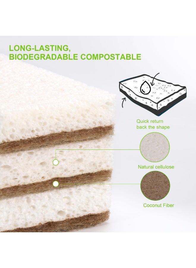 اسفنجات طبيعية للأطباق 12 حزمة - الحفاظ على الصابون قابلة للتحلل البيولوجي اسفنجة المطبخ قابلة للتسميد جوز الهند - اسفنجات تنظيف صديقة للبيئة - Image 5