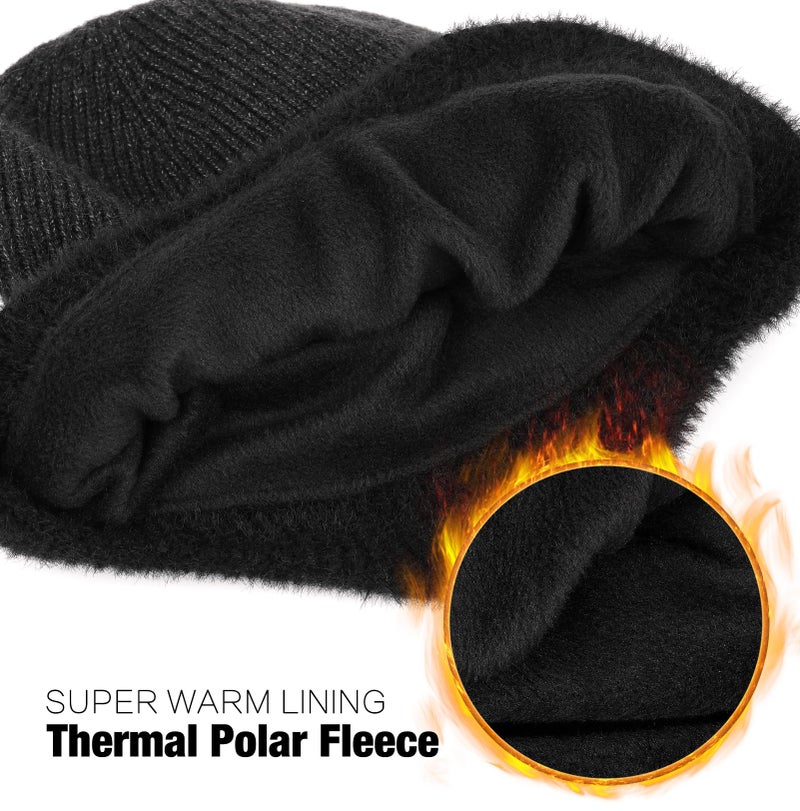 Wmcaps Winter Fleece Line Beanie with Earflap for Men Women, Outdoor Warm Thermal Knitted Hat Stocking Caps (Black) - Image 4