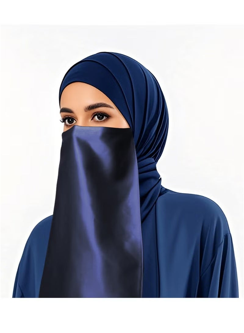 Solid color women's headscarf Dubai Turkish breathable face towel sun protection - Image 1