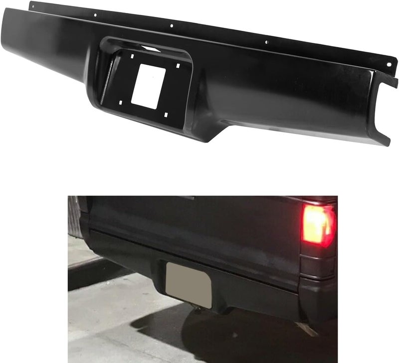 ECOTRIC Rear Bumper Roll Pan Compatible with 1982-1993 Chevy S10 GMC S15 Sonoma W/Light Pickup Steel - Image 1