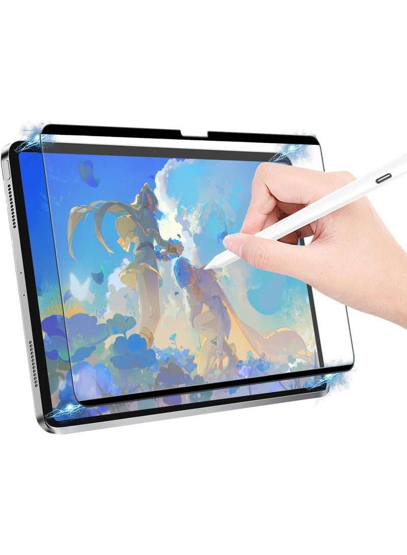 Paper-feel Screen Protector for iPad Pro 13 inch (2024 M4/2025 M5), Magnetic Removable Writing Film with Storage Folder, Anti-Glare, Write and Draw Like on Paper,Also Compatible with iPad Air 13 inch M4/M3/M2