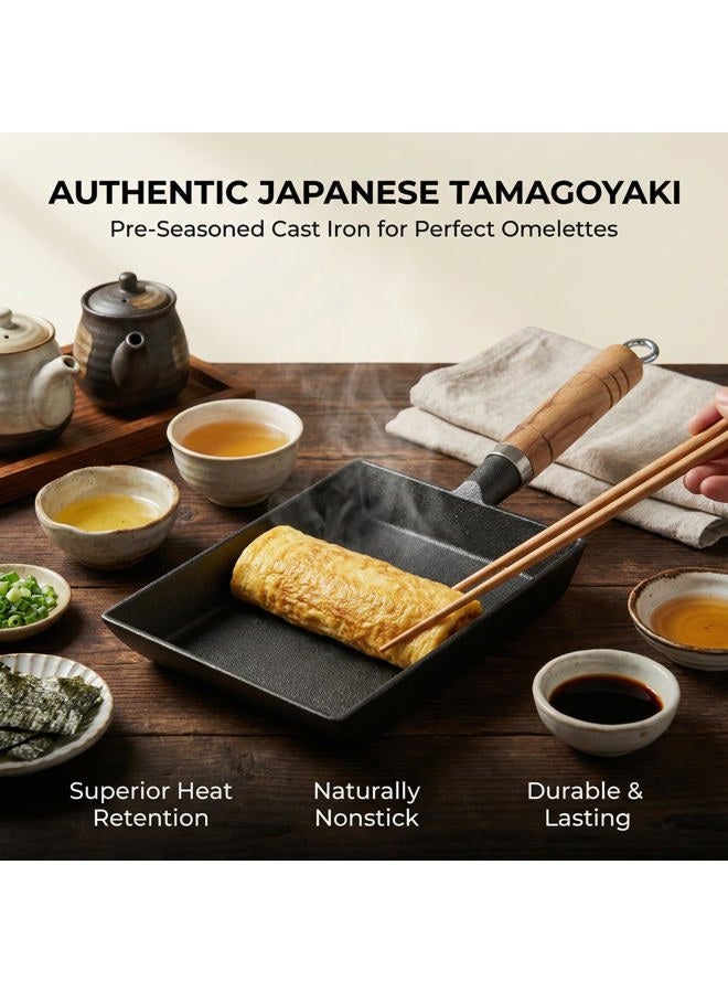 EdoEats Japanese-Style Tamagoyaki Pan, Pre-Seasoned Iron Omelette Pan for Even Heating, Natural Nonstick - Image 5
