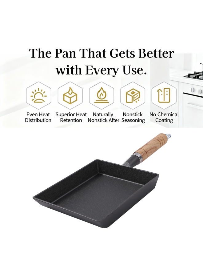 EdoEats Japanese-Style Tamagoyaki Pan, Pre-Seasoned Iron Omelette Pan for Even Heating, Natural Nonstick - Image 3