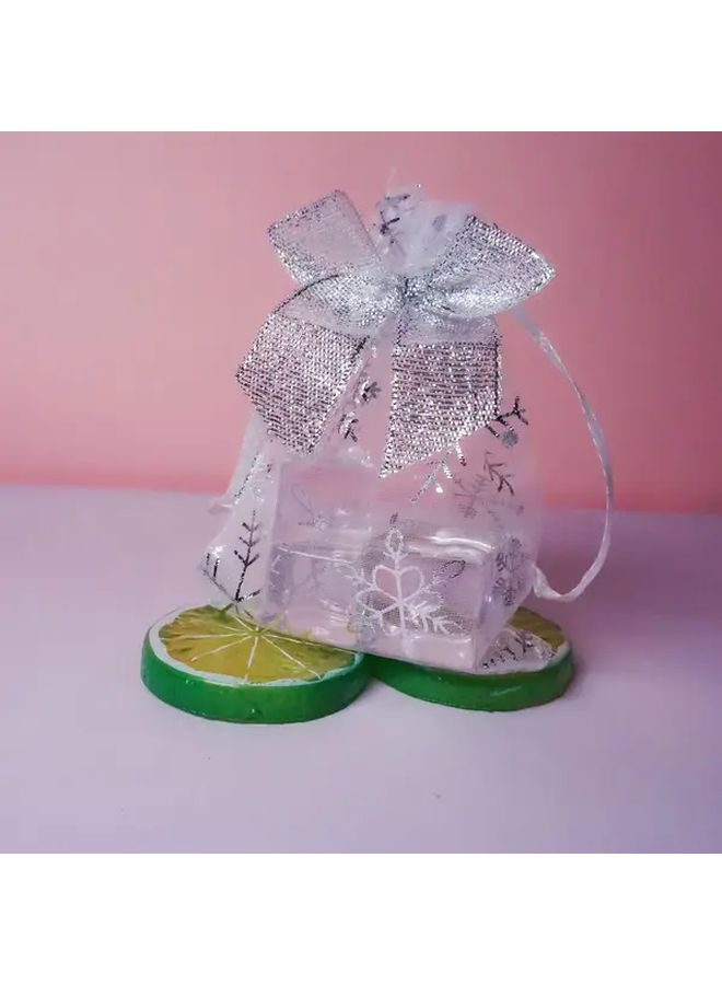 Christmas Snowflake Print Transparent Organza Gift Bag With Bow 20 Pieces 5x7 Inch Festive Holiday Storage Pouch For Presents Decorations And Accessories - Image 3