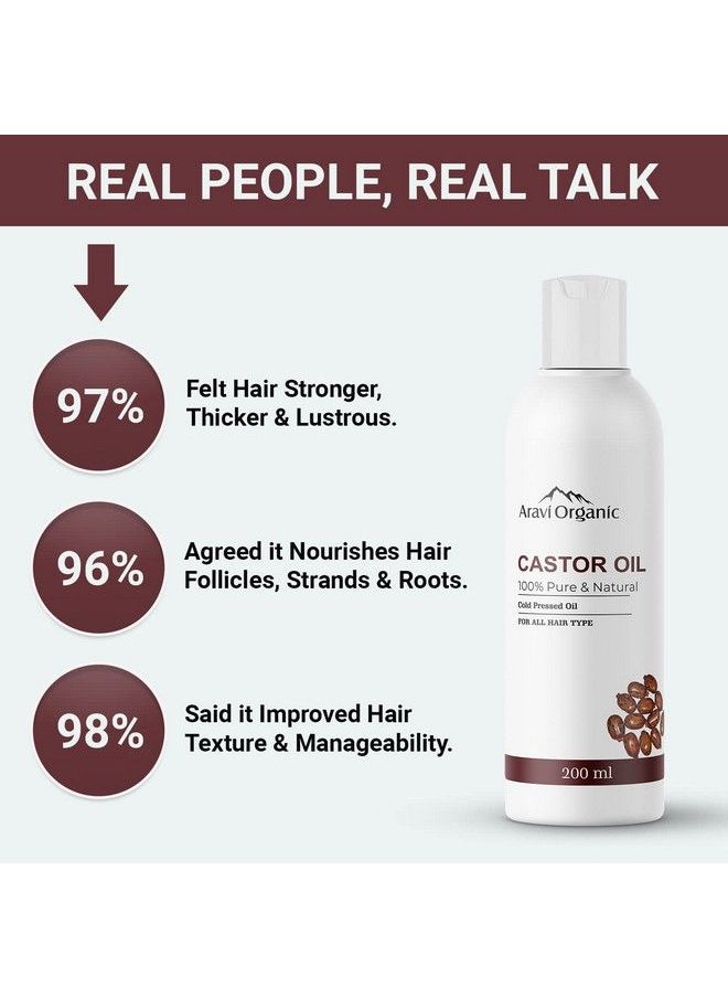 Aravi Organic 100% Pure & Natural Cold Pressed Castor Carrier Oil For Skin & Hair And Nails ; Heals Dry Skin & Hair Scalp ; Reduce Dark Circles ; Controls Acne Pigmentation & Aging Signs ; 200Ml  - Image 3