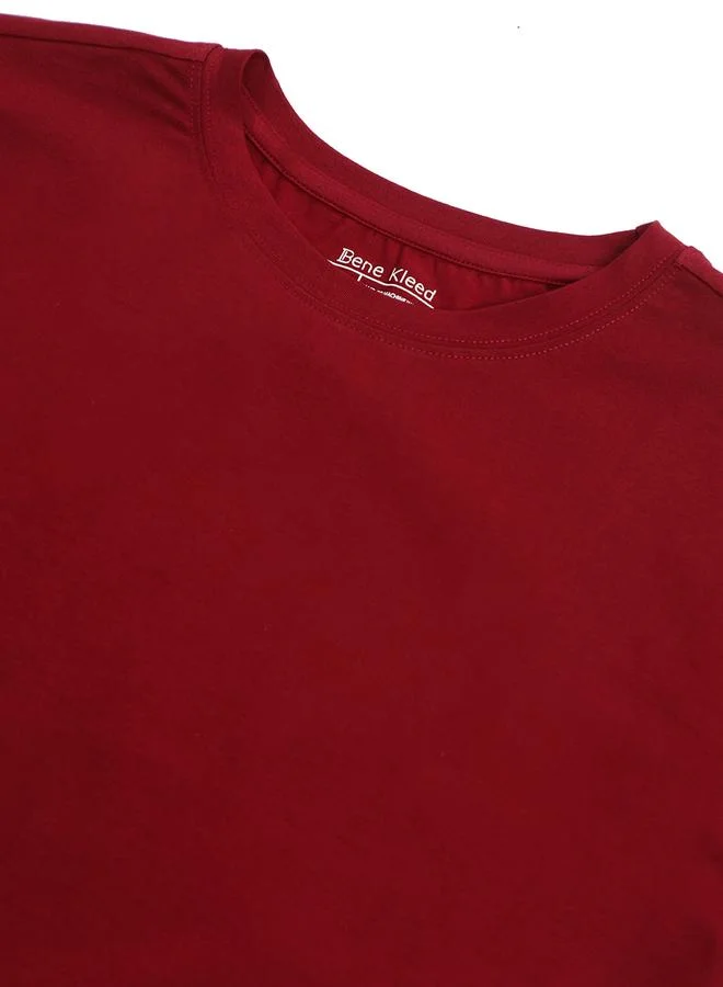 ستايلي Men Maroon Cotton Lycra Slim Fit T-Shirt By Bene Kleed