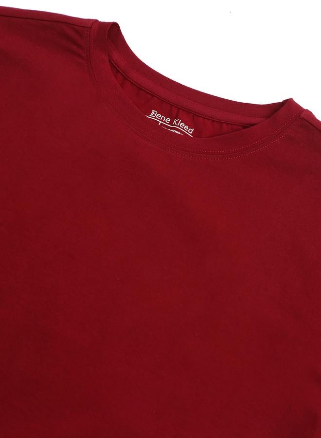 Take Two Men Maroon Cotton Lycra Slim Fit T-Shirt By Bene Kleed - Image 5