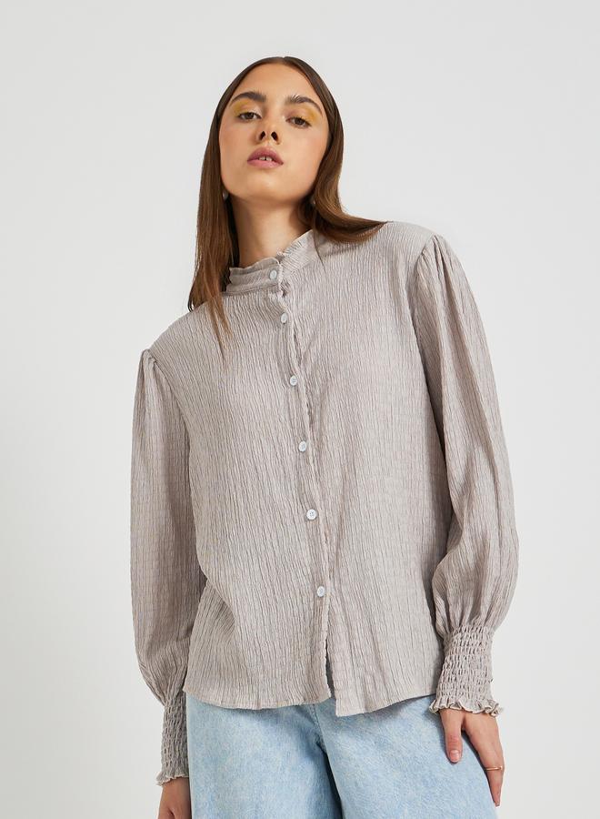 Take Two Texture Long Sleeve Buttoned Shirt - Image 1