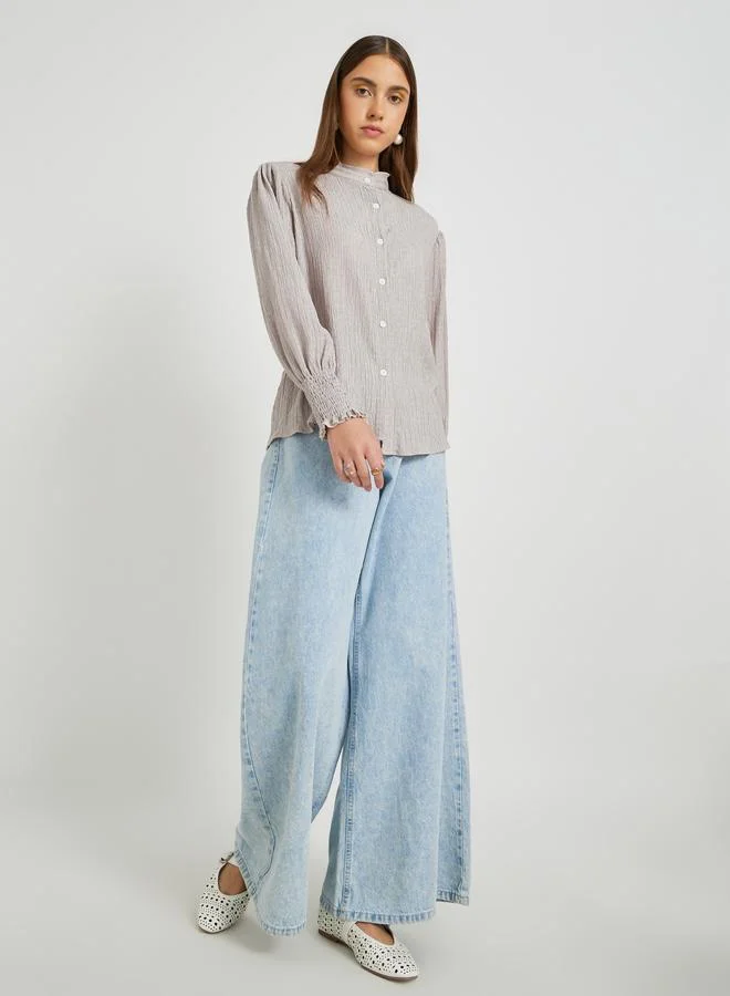 Take Two Take Two Texture Long Sleeve Buttoned Shirt