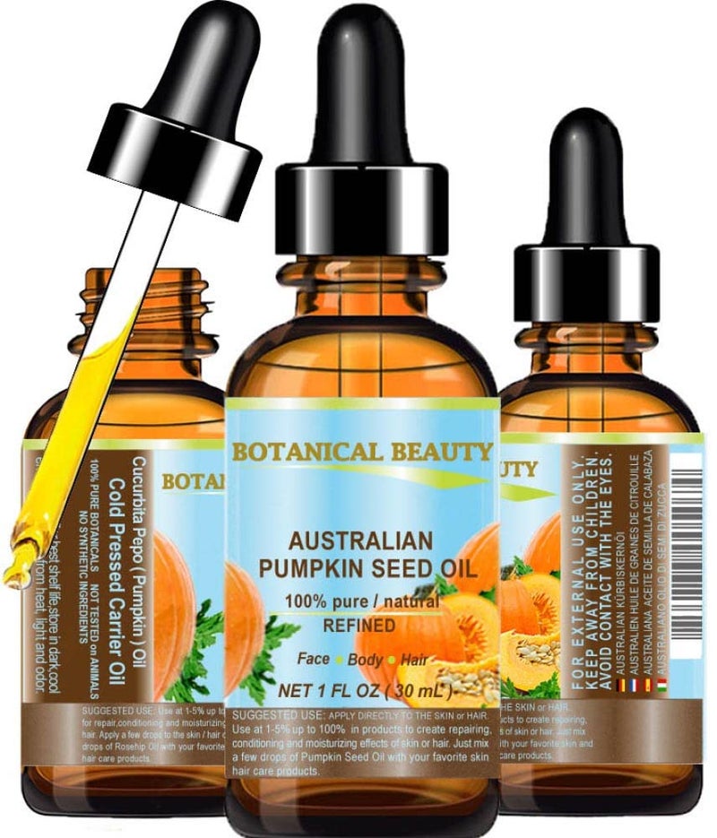 Botanical Beauty Australian PUMPKIN SEED OIL Pure Natural Virgin Unrefined Cold Pressed Carrier Oil. 1 Fl.oz.- 30 ml. for Face, Skin, Hair, Lip, Nails - Image 1