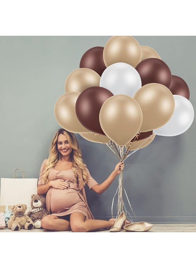 Gejoy 24 Pieces Cream Balloons Brown Balloon White Latex Balloon Jungle Party Balloon Decorations for Baby Shower First Birthday Jungle Safari Theme Party Decorations - Image 1