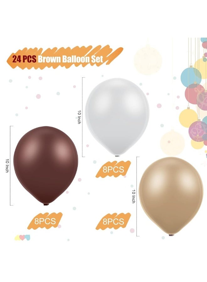 Gejoy 24 Pieces Cream Balloons Brown Balloon White Latex Balloon Jungle Party Balloon Decorations for Baby Shower First Birthday Jungle Safari Theme Party Decorations - Image 4