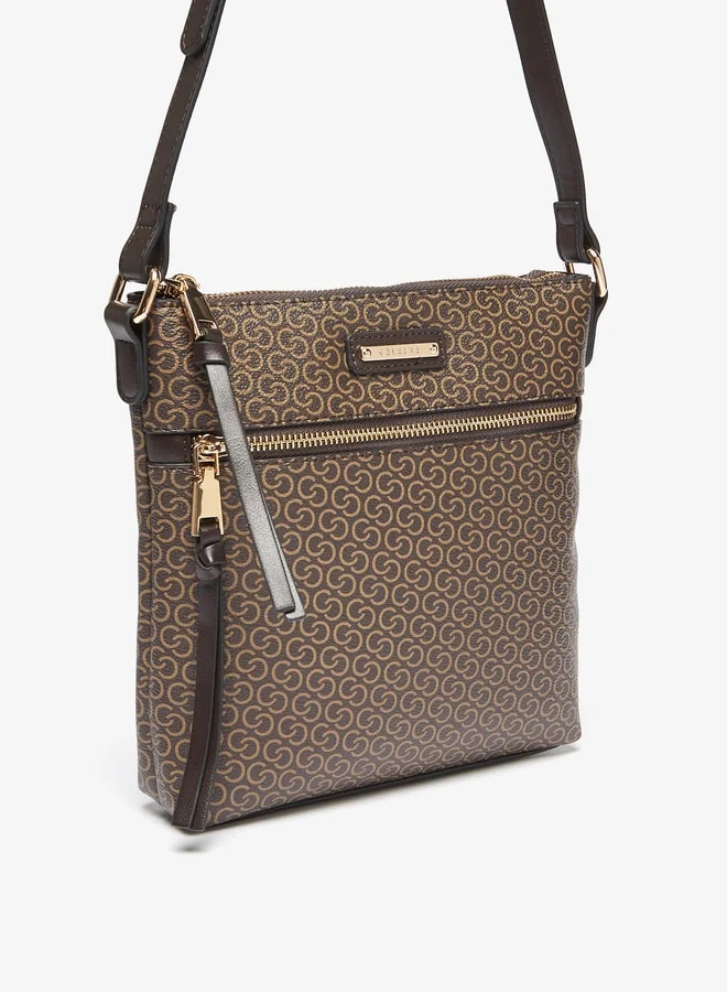 Celeste Women Monogram Embossed Crossbody Bag with Zip Closure and Strap