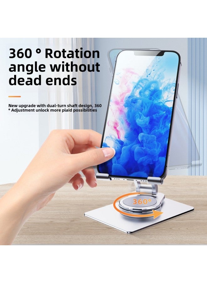 Aluminum Alloy Mobile Phone Rotating Bracket Metal Folding Lifting Desktop 360 Degree Infinity Rotating Flat Bracket In Stock-Color:Mobile Phone Aluminum Alloy Rotating Stand - Image 3