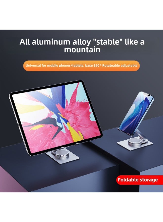 Aluminum Alloy Mobile Phone Rotating Bracket Metal Folding Lifting Desktop 360 Degree Infinity Rotating Flat Bracket In Stock-Color:Mobile Phone Aluminum Alloy Rotating Stand - Image 2