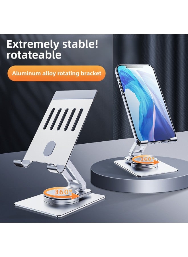 Aluminum Alloy Mobile Phone Rotating Bracket Metal Folding Lifting Desktop 360 Degree Infinity Rotating Flat Bracket In Stock-Color:Mobile Phone Aluminum Alloy Rotating Stand - Image 1