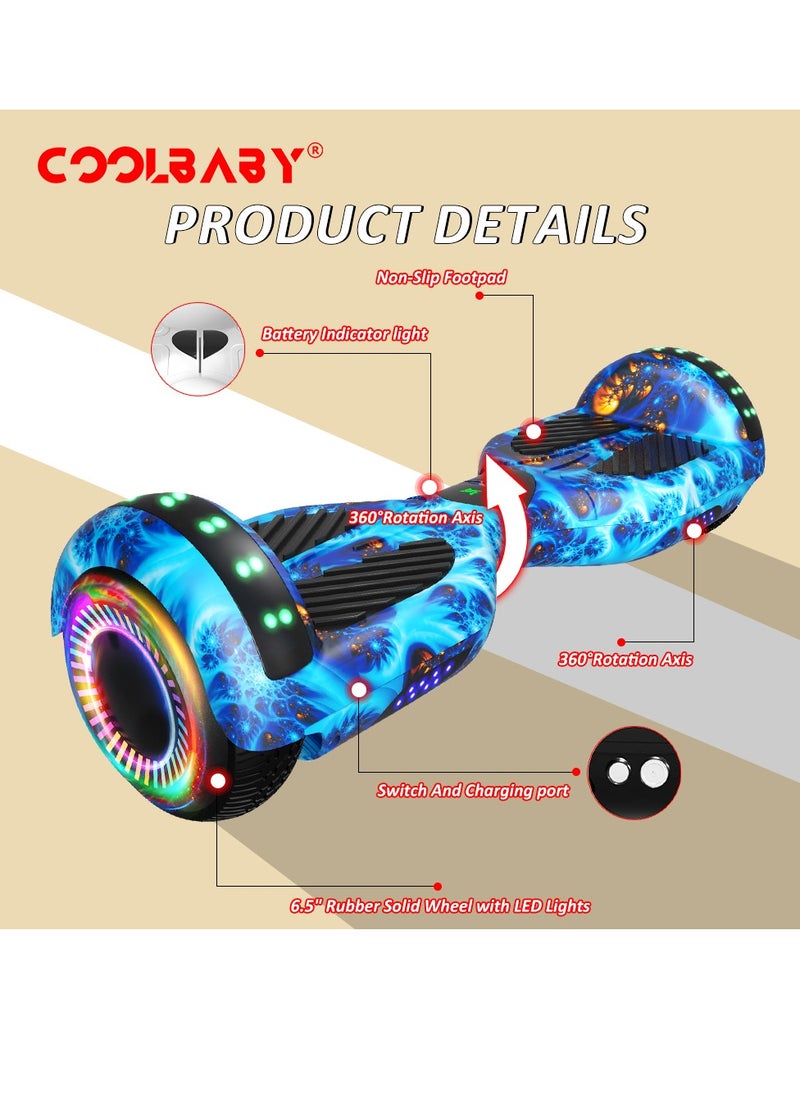 Cool Baby 6.5inch Smart Electric Scooter 2 Wheels Self Balancing Scooter Lithium Battery Hoverboard Balance Scooter Bluetooth with Led Lights.  - Image 4