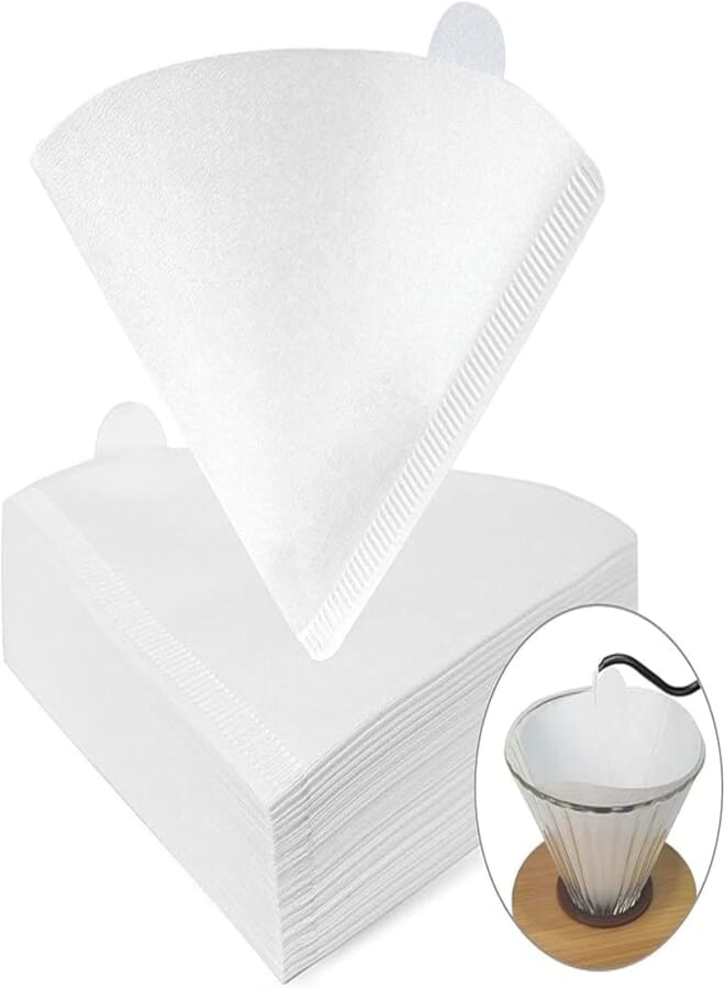 HOOKOR 200 Count V60 Coffee Filter, Disposable Coffee Filters Paper Fit for Drip Coffee Dripper (White#1)