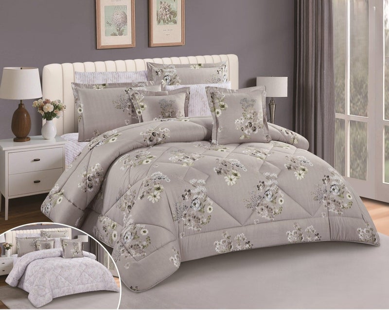 Brides Summer double bedsheet set, 8 pieces, microfiber, floral pattern, size 240*260 cm - Image 1
