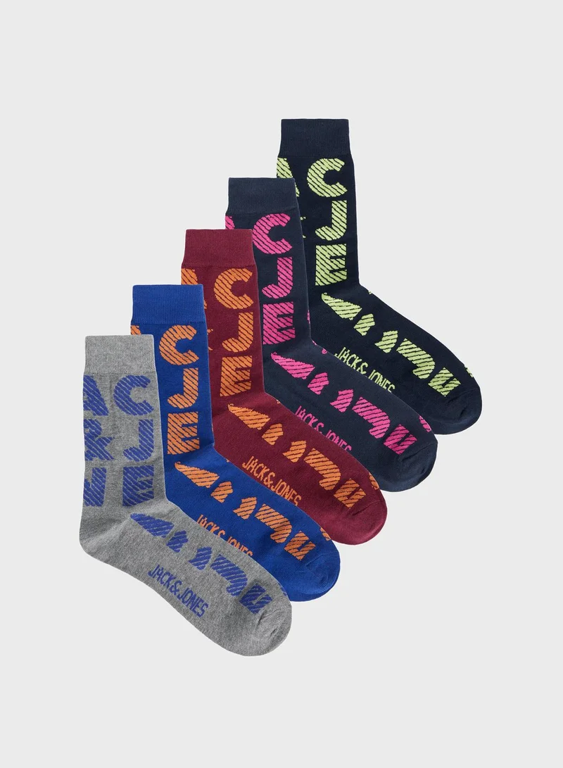 Jack & Jones Junior Youth 5 Pack Assorted Socks