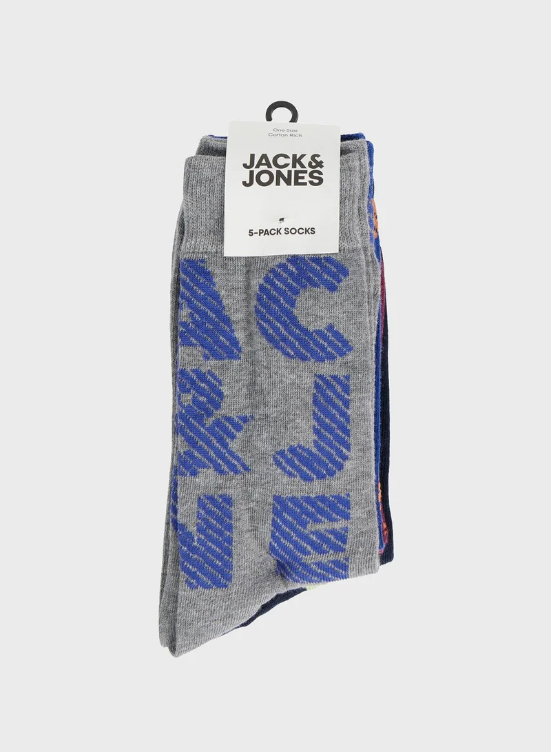 Jack & Jones Junior Youth 5 Pack Assorted Socks